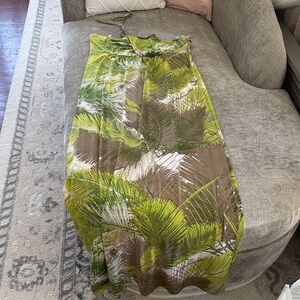 Tori Richard Hawaii Green and Tan Tropical Long Dress